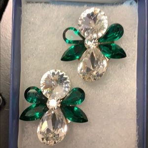 Green with Envy Vintage Emerald  Costume Earrings